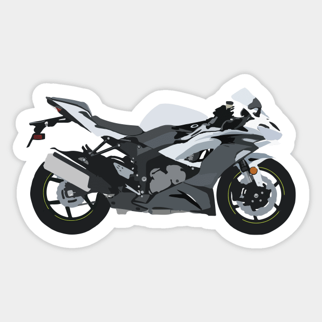 Motorcycle Kawasaki Ninja ZX-6R PEARL CRYSTAL WHITE Sticker by WiredDesigns